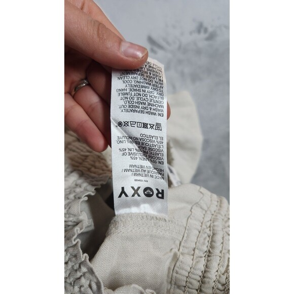 Roxy Women's Size Medium Beige Drawstring Linen Blend Pants NWT - Picture 9 of 11